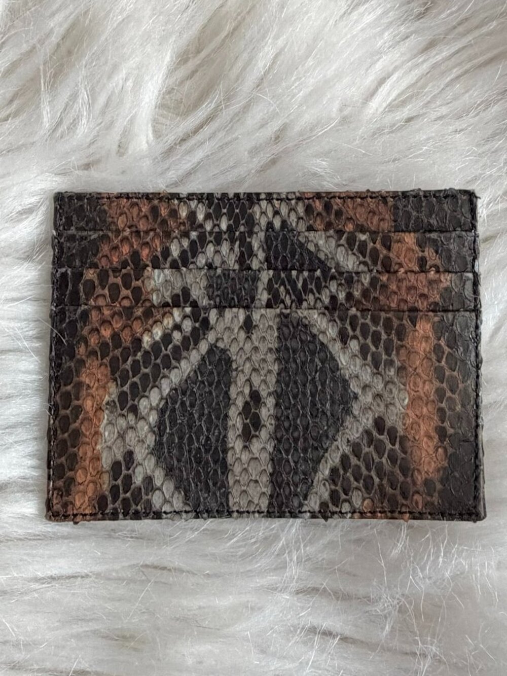 NWOT Genuine Snakeskin Leather Card Holder Slim Wallet Black Brown Red